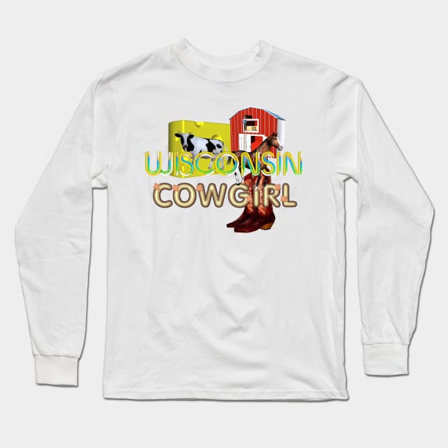 Wisconsin Cowgirl Long Sleeve T-Shirt by teepossible